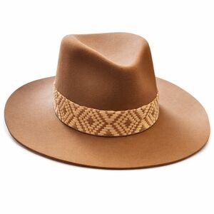 Olive & Pique Wool Fedora Hat Aztec Band Coastal Cowgirl Boho Adjustable